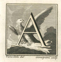 Antique Letter A- Etching by Luigi Vanvitelli - 18th Century