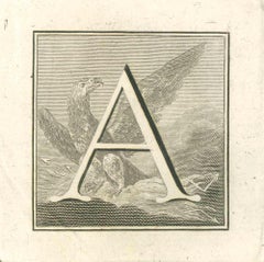 Letter A - Etching by Luigi Vanvitelli - 18th Century