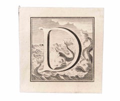 Letter D - Etching by Luigi Vanvitelli - 18th Century