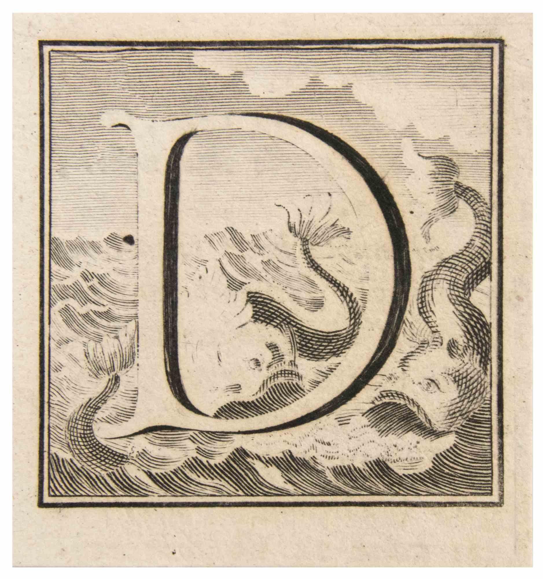 Letter D is an Etching realized by Luigi Vanvitelli.

The etching belongs to the print suite “Antiquities of Herculaneum Exposed” (original title: “Le Antichità di Ercolano Esposte”), an eight-volume volume of engravings of the finds from the