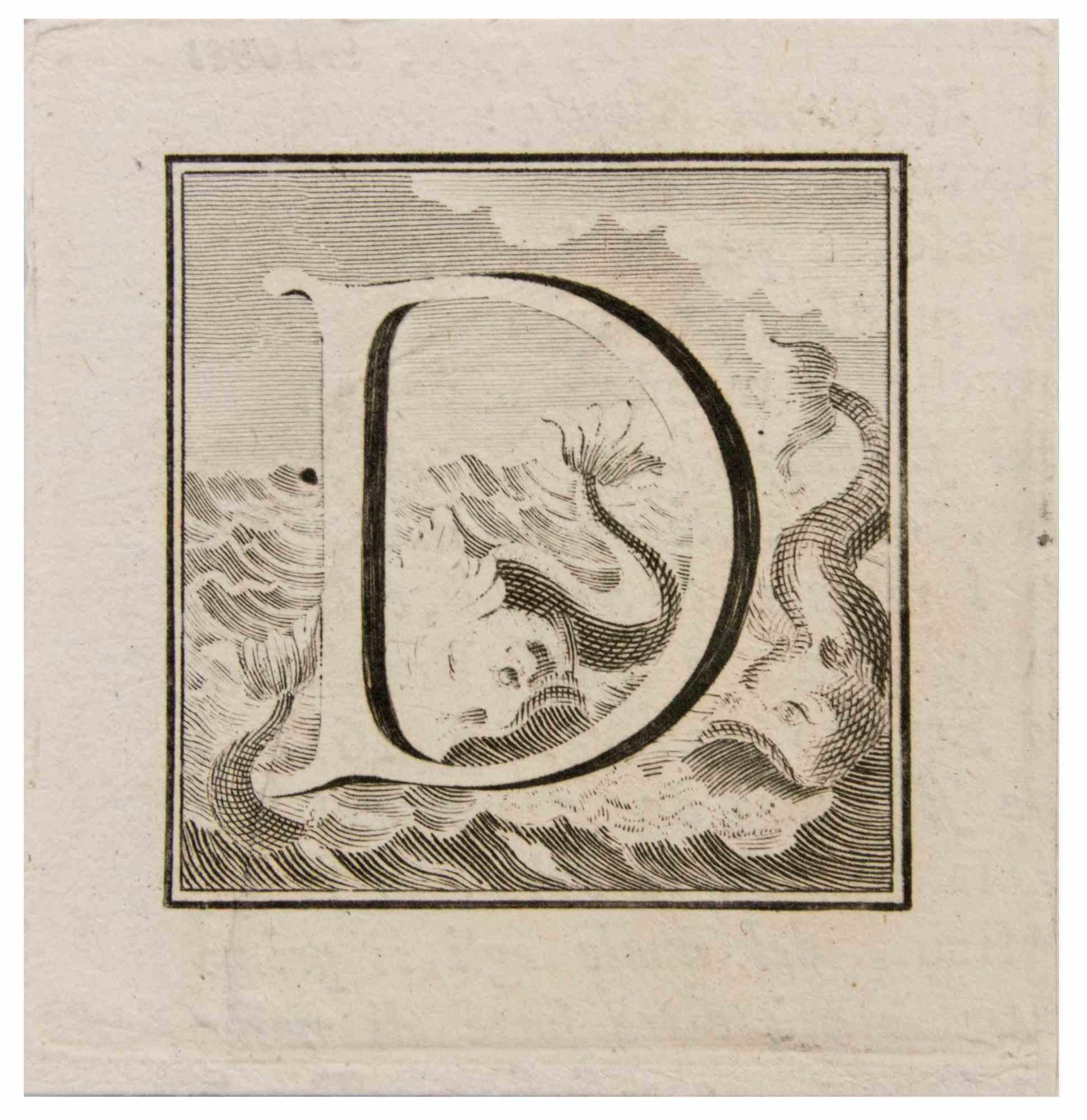 Letter D is an Etching realized by Luigi Vanvitelli.

The etching belongs to the print suite “Antiquities of Herculaneum Exposed” (original title: “Le Antichità di Ercolano Esposte”), an eight-volume volume of engravings of the finds from the