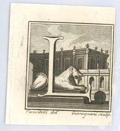 Antique Letter L - Etching by Luigi Vanvitelli - 18th Century