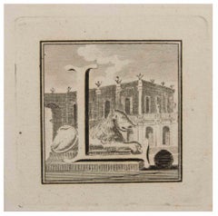 Lettera L - Acquaforte di Luigi Vanvitelli - XVIII secolo