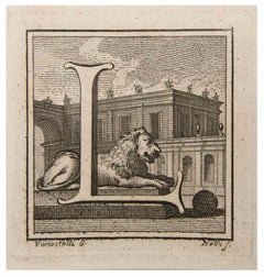 Lettera L - Acquaforte di Luigi Vanvitelli - XVIII secolo