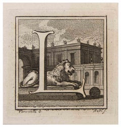 Lettera L - Acquaforte di Luigi Vanvitelli - XVIII secolo