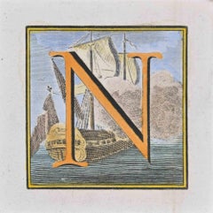 Buchstabe N – Radierung von Luigi Vanvitelli – 18. Jahrhundert