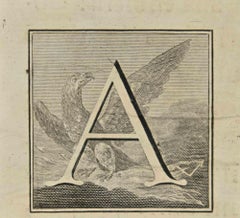 Letter of the Alphabet A - Etching by Luigi Vanvitelli - 18th Century