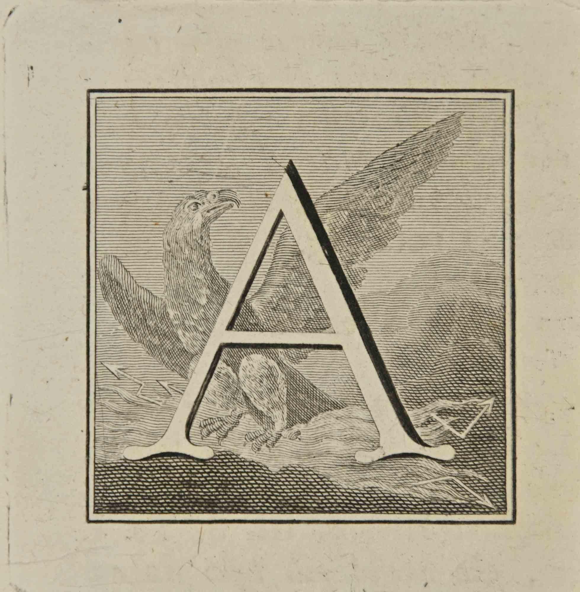 Letra del alfabeto A,  de la serie "Antigüedades de Herculano", es un aguafuerte sobre papel realizado por Luigi Vanvitelli en el siglo XVIII.

Buenas condiciones.

El grabado pertenece al conjunto de grabados "Antigüedades de Herculano al