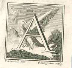 Buchstabe „A“ – Radierung von Luigi Vanvitelli – 18. Jahrhundert