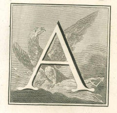 Letter of the Alphabet A - eau-forte de Luigi Vanvitelli - 18ème siècle