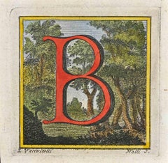 Antique Letter of the Alphabet B - Etching by Luigi Vanvitelli - 18th Century