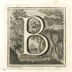 Lettre de l'Alphabet B - Gravure de Luigi Vanvitelli - 18ème siècle