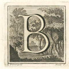 Lettre de l'Alphabet B - Gravure de Luigi Vanvitelli - 18ème siècle