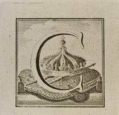 Lettera dell'alfabeto C - Acquaforte di Luigi Vanvitelli - XVIII secolo