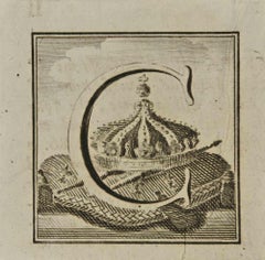 Buchstabe „C“ – Radierung von Luigi Vanvitelli – 18. Jahrhundert