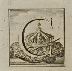 Lettera dell'alfabeto C - Acquaforte di Luigi Vanvitelli - XVIII secolo