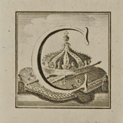Lettera dell'alfabeto C - Acquaforte di Luigi Vanvitelli - XVIII secolo