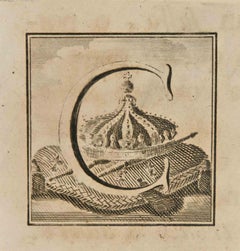 Buchstabe „C“ – Radierung von Luigi Vanvitelli – 18. Jahrhundert