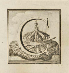 Lettera dell'alfabeto C - Acquaforte di Luigi Vanvitelli - XVIII secolo