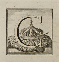 Lettera dell'alfabeto C - Acquaforte di Luigi Vanvitelli - XVIII secolo