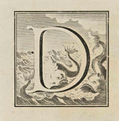 Lettre de l'alphabet D - Gravure de Luigi Vanvitelli - 18ème siècle