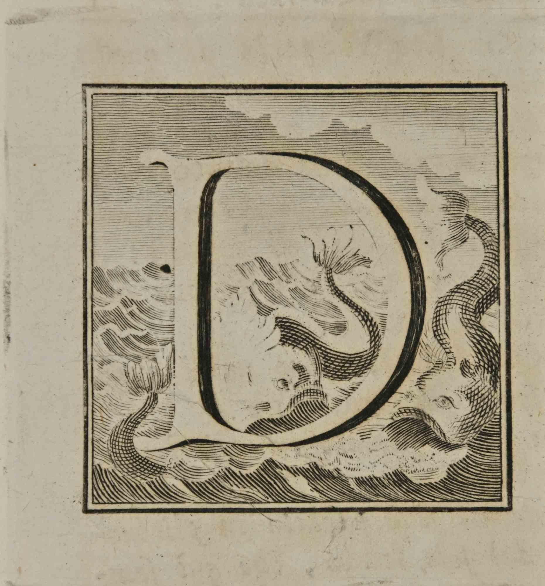Letra del alfabeto D,  de la serie "Antigüedades de Herculano", es un aguafuerte sobre papel realizado por Luigi Vanvitelli en el siglo XVIII.

Buenas condiciones.

El grabado pertenece al conjunto de grabados "Antigüedades de Herculano al