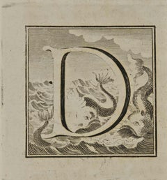 Letter of the Alphabet D - Etching by Luigi Vanvitelli - 18th Century
