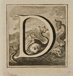 Buchstabe „D“ – Radierung von Luigi Vanvitelli – 18. Jahrhundert