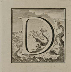 Letter of the Alphabet D - Etching by Luigi Vanvitelli - 18th Century