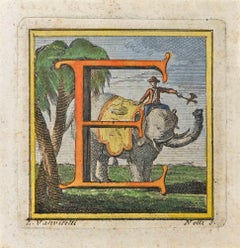 Letter of the Alphabet E - Etching by Luigi Vanvitelli - 18th Century