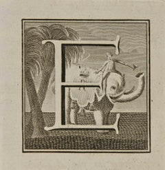 Letter of the Alphabet E - Etching by Luigi Vanvitelli - 18th Century
