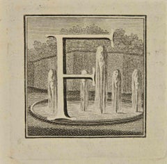 Letter of the Alphabet F - Etching by Luigi Vanvitelli - 18th Century