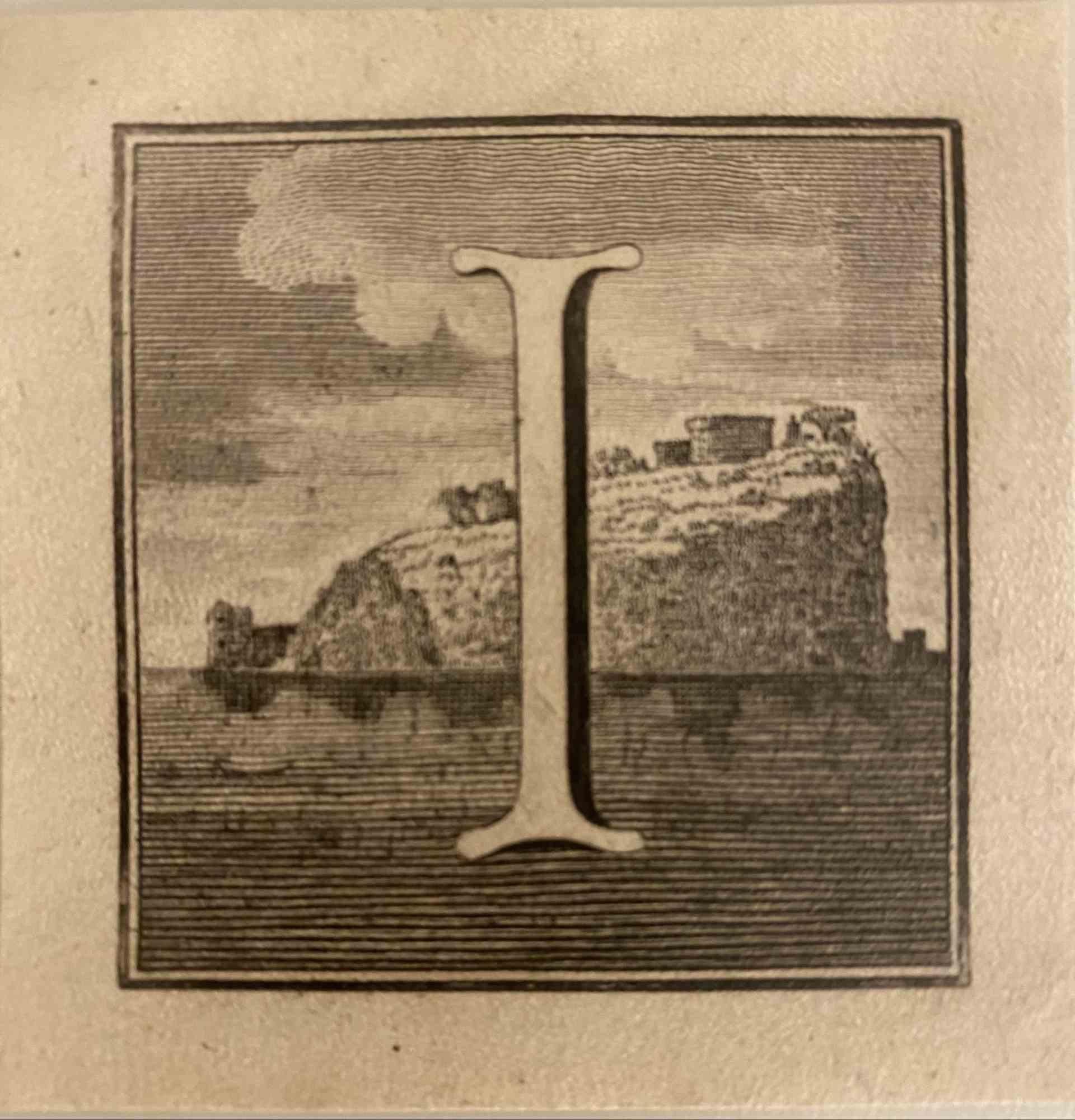Buchstabe des Alphabets I,  aus der Serie "Altertümer von Herculaneum" ist eine Radierung auf Papier, die von Luigi Vanvitelli im 18.

Gute Bedingungen.

Die Radierung gehört zu der Druckserie "Antiquities of Herculaneum Exposed" (Originaltitel: "Le