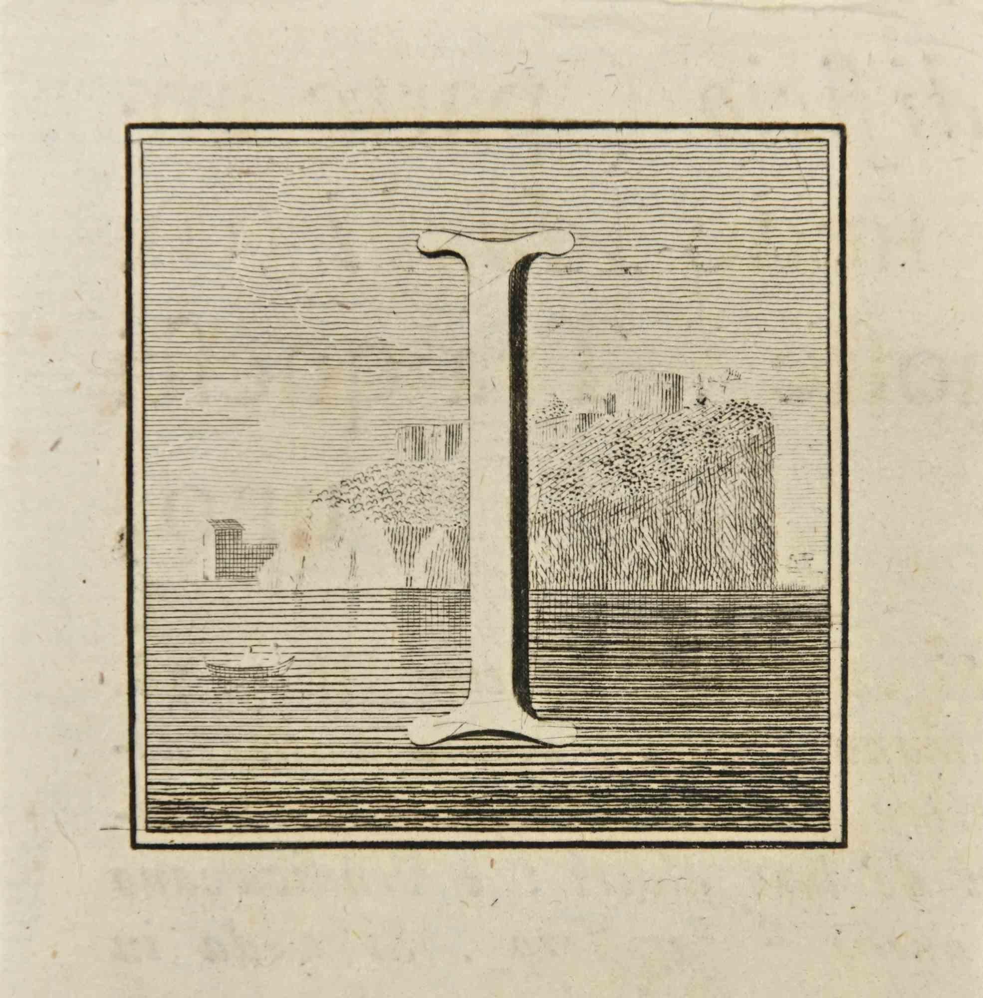 Letter of the Alphabet I,  from the series "Antiquities of Herculaneum", is an etching on paper realized by Luigi Vanvitelli in the 18th century.

Good conditions.

The etching belongs to the print suite “Antiquities of Herculaneum Exposed”