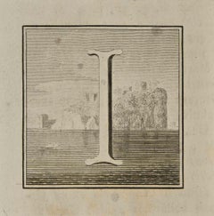 Lettera dell'alfabeto  I - Acquaforte di Luigi Vanvitelli - XVIII secolo
