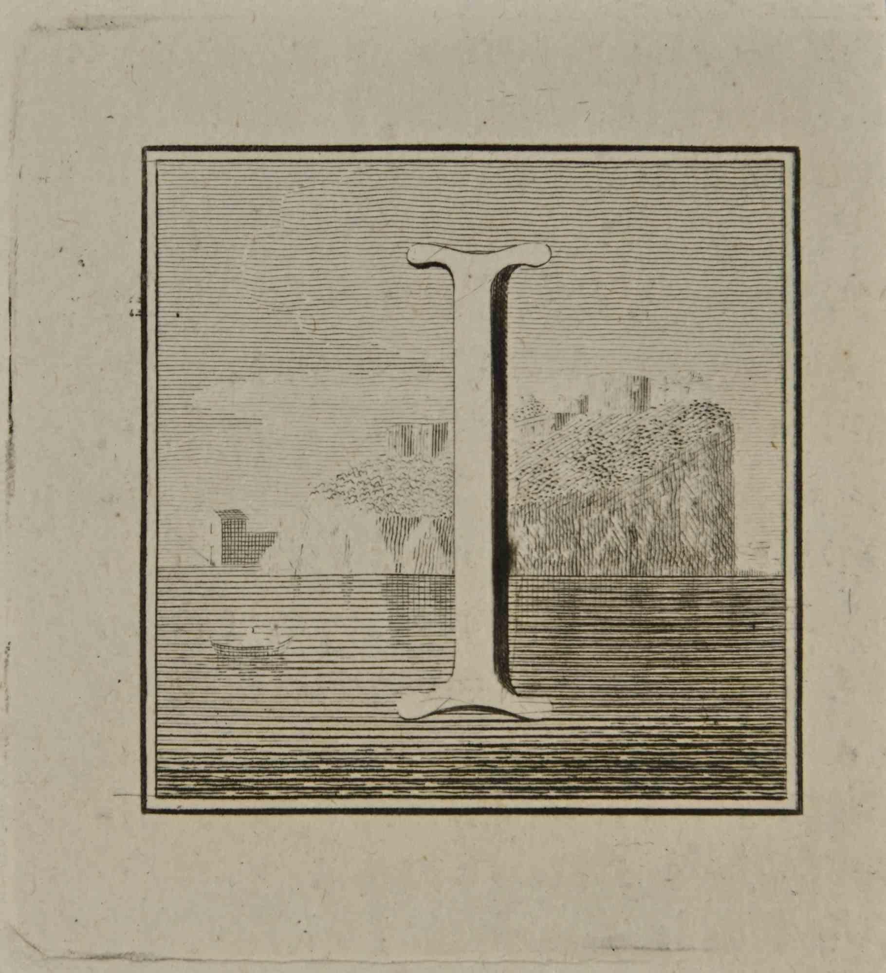Buchstabe des Alphabets I,  aus der Serie "Altertümer von Herculaneum", ist eine Radierung auf Papier, die von Luigi Vanvitelli im 18.

Gute Bedingungen.

Die Radierung gehört zu der Druckserie "Antiquities of Herculaneum Exposed" (Originaltitel: