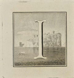 Buchstabe Alphabet I – Radierung von Luigi Vanvitelli – 18. Jahrhundert