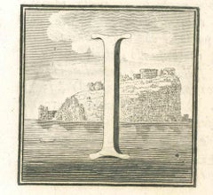 Lettre de l'Alphabet I - gravure de Luigi Vanvitelli - 18ème siècle