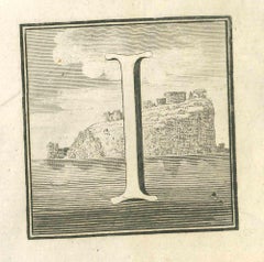 Antique Letter of the Alphabet I - Etching by Luigi Vanvitelli - 18th Century