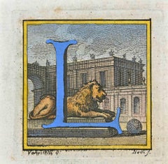 Letter of the Alphabet  L - Etching by Luigi Vanvitelli - 18th Century