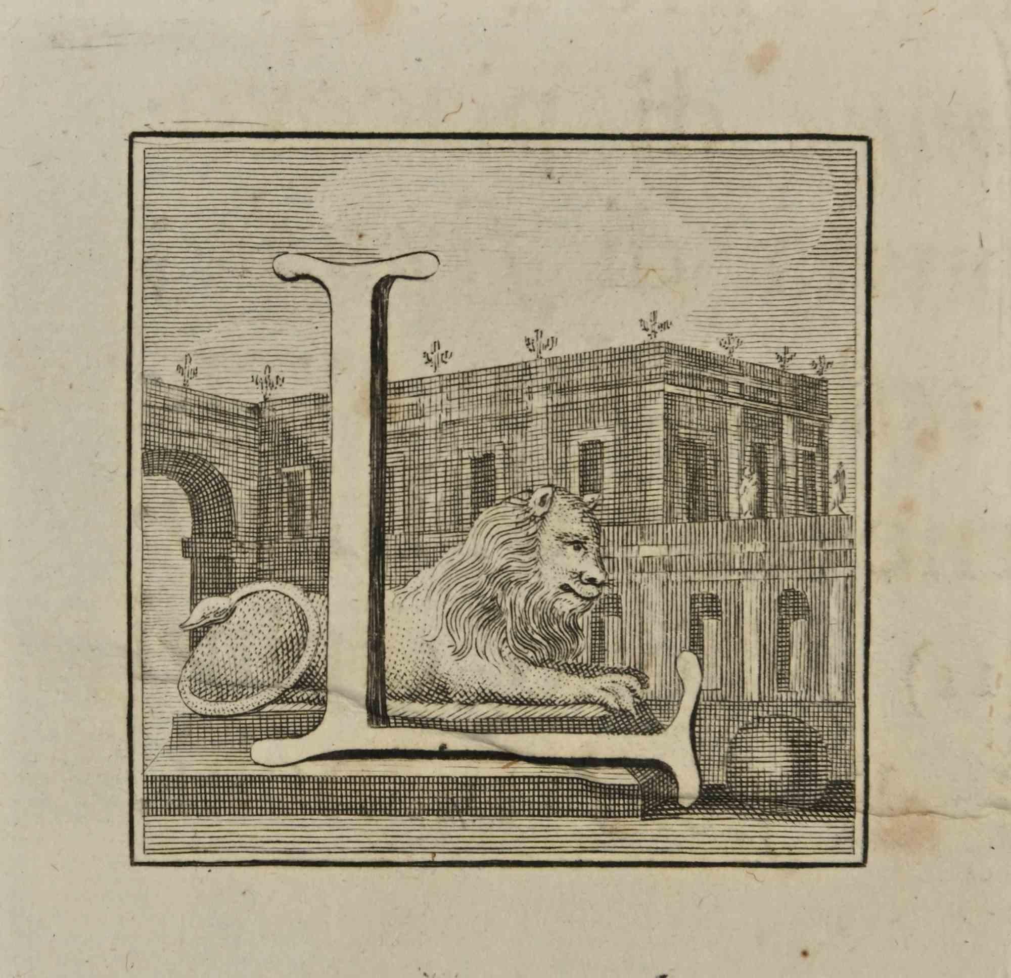 Letter of the Alphabet L,  from the series "Antiquities of Herculaneum", is an etching on paper realized by Luigi Vanvitelli in the 18th century.

 

Good conditions with minor foxing.

The etching belongs to the print suite “Antiquities of