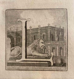 Letter of the Alphabet L - Etching by Luigi Vanvitelli - 18th Century