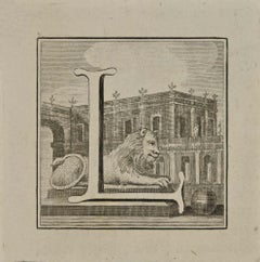 Lettre de l'Alphabet L - Gravure de Luigi Vanvitelli - 18ème siècle
