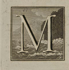 Letter of the Alphabet M - Etching by Luigi Vanvitelli - 18th Century