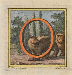 Antique Letter of the Alphabet O - Etching by Luigi Vanvitelli - 18th Century