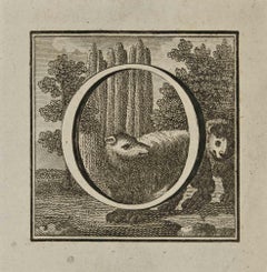 Buchstabe „O“ – Radierung von Luigi Vanvitelli – 18. Jahrhundert