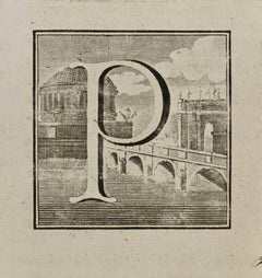 Letter of the Alphabet P - Gravure de Luigi Vanvitelli - 18ème siècle