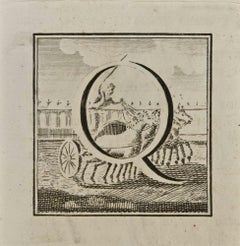 Buchstabe des Alphabets Q   - Radierung von Luigi Vanvitelli – 18. Jahrhundert