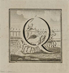 Letter of the Alphabet Q  - Etching by Luigi Vanvitelli - 18th Century