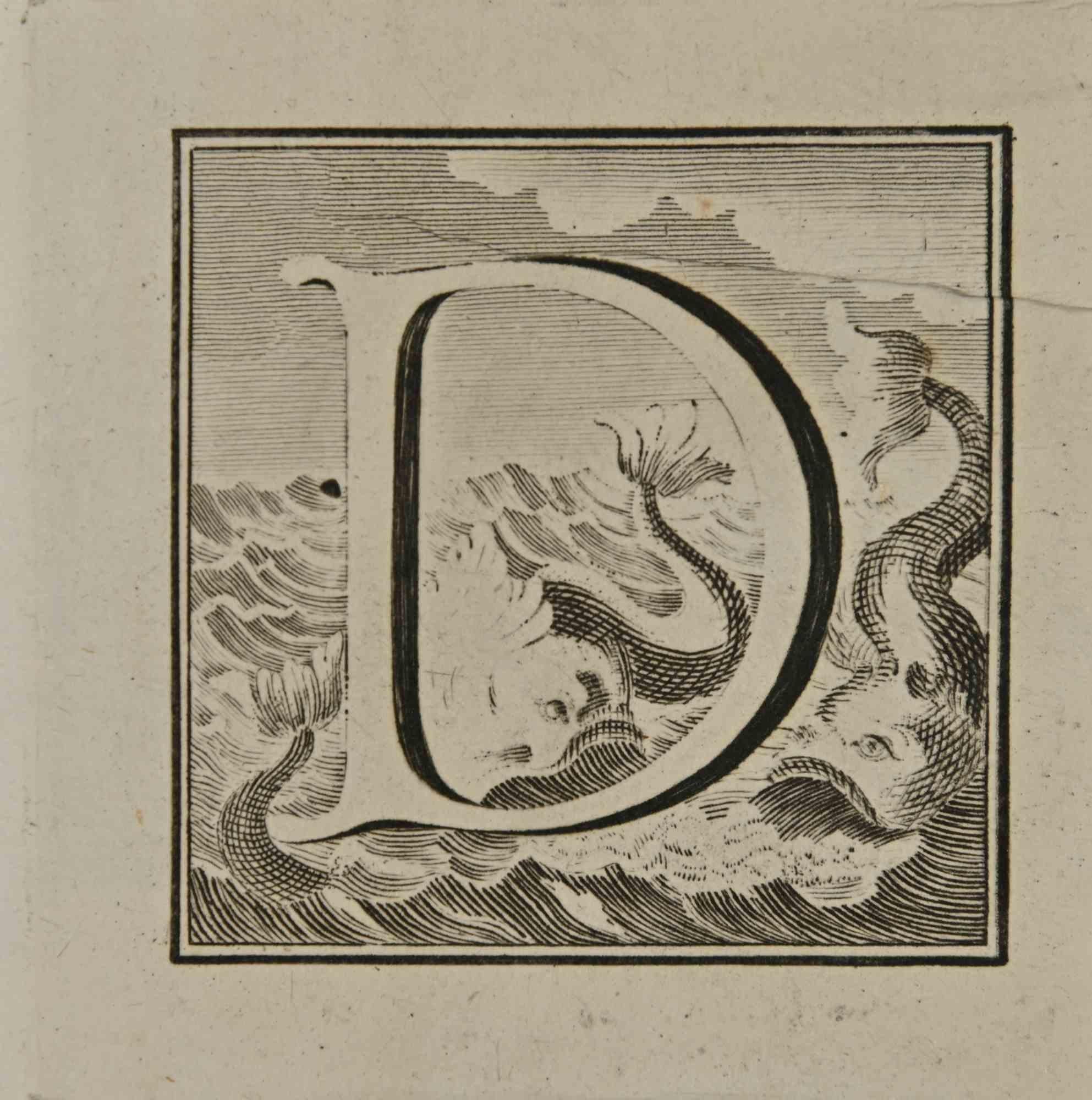 Buchstabe des Alphabets Q,  aus der Serie "Altertümer von Herculaneum", ist eine Radierung auf Papier, die von Luigi Vanvitelli im 18.

Gute Bedingungen.

Die Radierung gehört zu der Druckserie "Antiquities of Herculaneum Exposed" (Originaltitel: